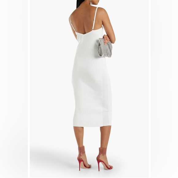 Helmut Lang White Ribbed-Knit Midi Dress With Spaghetti Straps. Size XL - Picture 3 of 9